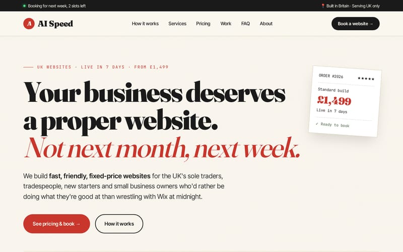 AI Speed homepage