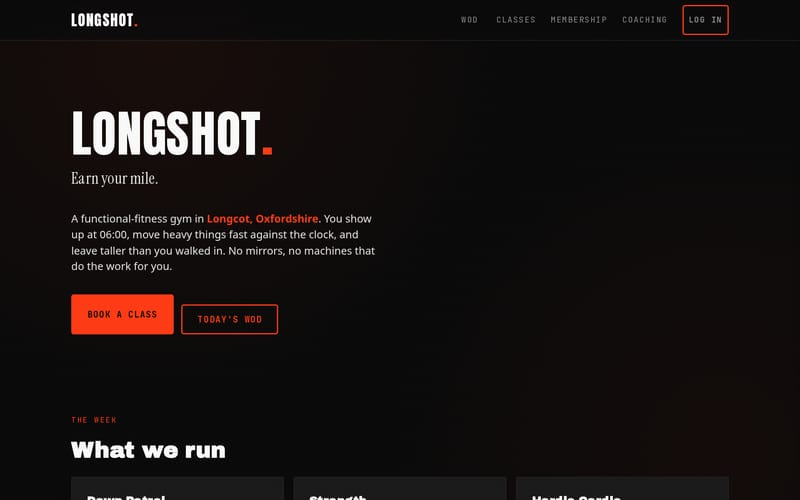 LongShot homepage, built by AI Speed