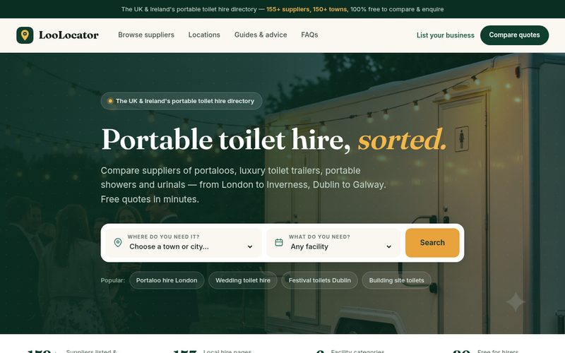 LooLocator homepage, built by AI Speed
