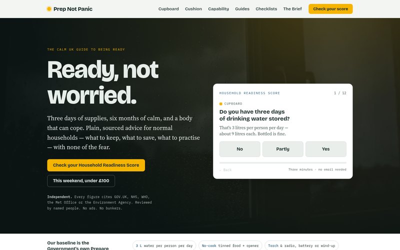 Prep Not Panic homepage, built by AI Speed