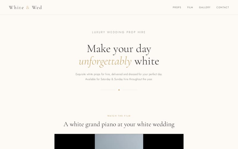 White & Wed homepage, built by AI Speed